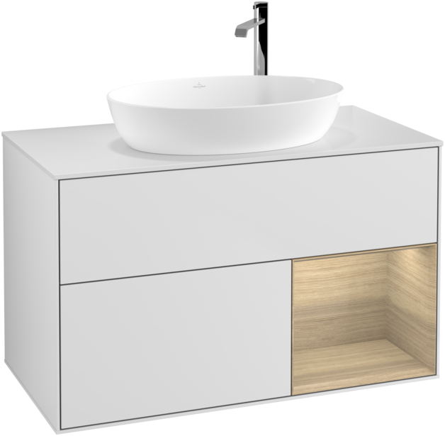 Тумба под раковину Villeroy & Boch Finion 100х50,1 см с подсветкой МДФ белый матовый лак/стекло белое матовое G901PCMT