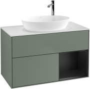 Тумба під раковину Villeroy & Boch Finion 100х50,1 см із підсвічуванням МДФ оливковий матовий лак/скло біле матове G901PDGM