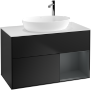Тумба под раковину Villeroy & Boch Finion 100х50,1 см с подсветкой МДФ черный матовый лак/стекло белое матовое G901HGPD