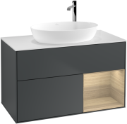 Тумба під раковину Villeroy & Boch Finion 100х50,1 см із підсвічуванням МДФ темно-синій матовий лак/скло біле матове G901PCHG