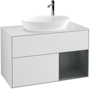 Тумба під раковину Villeroy & Boch Finion 100х50,1 см із підсвічуванням МДФ білий матовий лак/скло біле матове G901HGMT