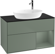 Тумба под раковину Villeroy & Boch Finion 100х50,1 см с подсветкой МДФ оливковый матовый лак/стекло черное матовое G902GMGM
