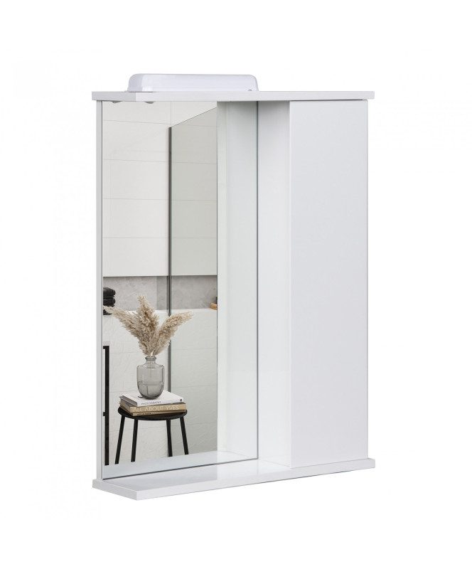 Дзеркальна шафка Мийдодир СТ-50 53х76 см з LED-підсвічуванням ДСП білий глянець 00-00004088