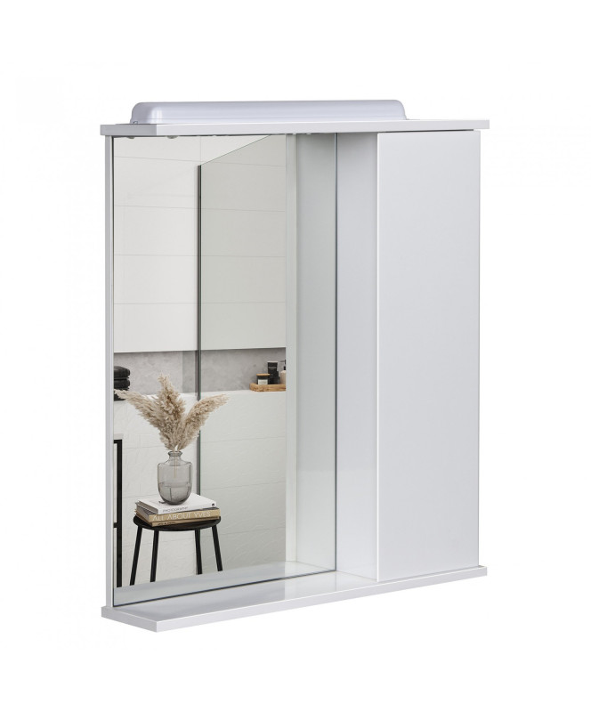 Зеркальный шкафчик Мойдодыр СТ-60 62х76 см с LED-подсветкой ДСП белый глянец 00-00004089