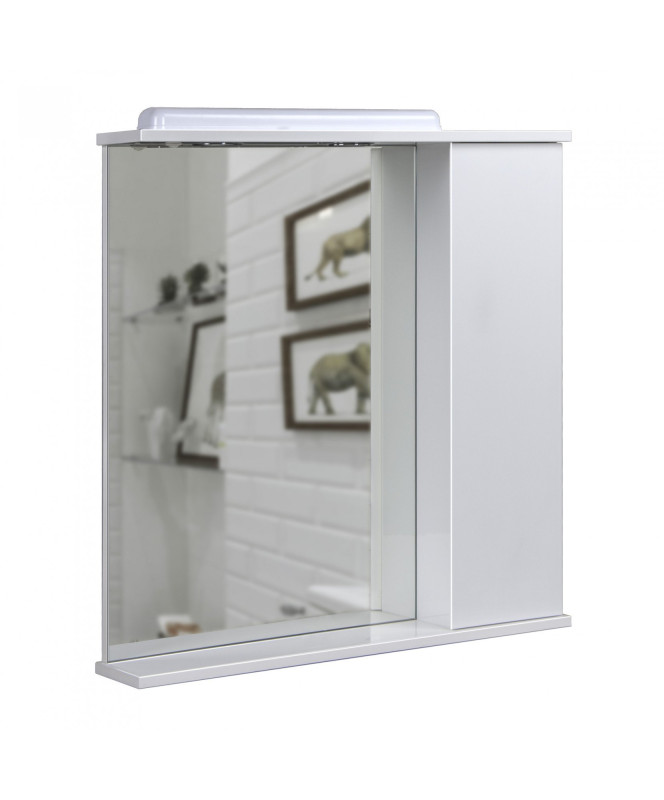 Зеркальный шкафчик Мойдодыр СТ-70 73х76 см с LED-подсветкой ДСП белый глянец 00-00004090