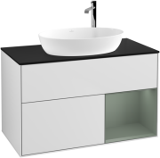 Тумба под раковину Villeroy & Boch Finion 100х50,1 см с подсветкой МДФ белый матовый лак/стекло черное матовое G902GMMT