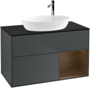 Тумба под раковину Villeroy & Boch Finion 100х50,1 см с подсветкой МДФ темно-синий матовый лак/стекло черное матовое G902GNHG