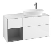 Тумба под раковину Villeroy & Boch Finion 120х50,1 см с подсветкой МДФ глянцевый белый лак/стекло белое матовое F921GKGF