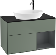 Тумба под раковину Villeroy & Boch Finion 100х50,1 см с подсветкой МДФ оливковый матовый лак/стекло черное матовое G902HGGM
