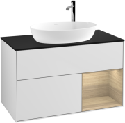 Тумба под раковину Villeroy & Boch Finion 100х50,1 см с подсветкой МДФ белый матовый лак/стекло черное матовое G902PCMT