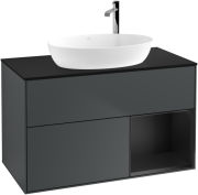 Тумба под раковину Villeroy & Boch Finion 100х50,1 см с подсветкой МДФ темно-синий матовый лак/стекло черное матовое G902PDHG