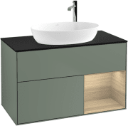 Тумба под раковину Villeroy & Boch Finion 100х50,1 см с подсветкой МДФ оливковый матовый лак/стекло черное матовое G902PCGM