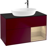 Тумба під раковину Villeroy & Boch Finion 100х50,1 см з підсвічуванням МДФ півонія матовий лак/скло чорне матове G902PCHB