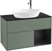 Тумба под раковину Villeroy & Boch Finion 100х50,1 см с подсветкой МДФ оливковый матовый лак/стекло черное матовое G902PDGM
