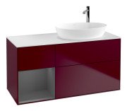 Тумба під раковину Villeroy & Boch Finion 120х50,1 см із підсвічуванням МДФ півонія матовий лак/скло біле матове F921GKHB