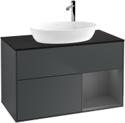 Тумба під раковину Villeroy & Boch Finion 100х50,1 см із підсвічуванням МДФ темно-синій матовий лак/скло чорне матове G902GKHG