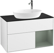Тумба под раковину Villeroy & Boch Finion 100х50,1 см с подсветкой МДФ глянцевый белый лак/стекло черное матовое G902GMGF