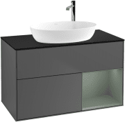 Тумба под раковину Villeroy & Boch Finion 100х50,1 см с подсветкой МДФ антрацит матовый лак/стекло черное матовое G902GMGK