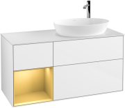 Тумба под раковину Villeroy & Boch Finion 120х50,1 см с подсветкой МДФ глянцевый белый лак/стекло белое матовое F921HFGF