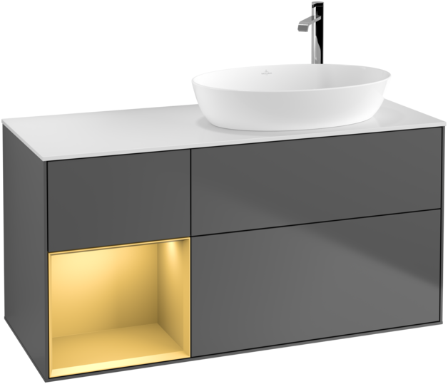 Тумба под раковину Villeroy & Boch Finion 120х50,1 см с подсветкой МДФ антрацит матовый лак/стекло белое матовое F921HFGK