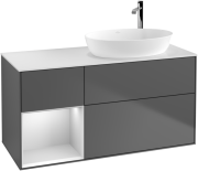 Тумба под раковину Villeroy & Boch Finion 120х50,1 см с подсветкой МДФ антрацит матовый лак/стекло белое матовое F921MTGK