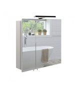 Дзеркальна шафка Мийдодир Руна 70х72 см з LED-світильником ДСП білий мат 00-0008228