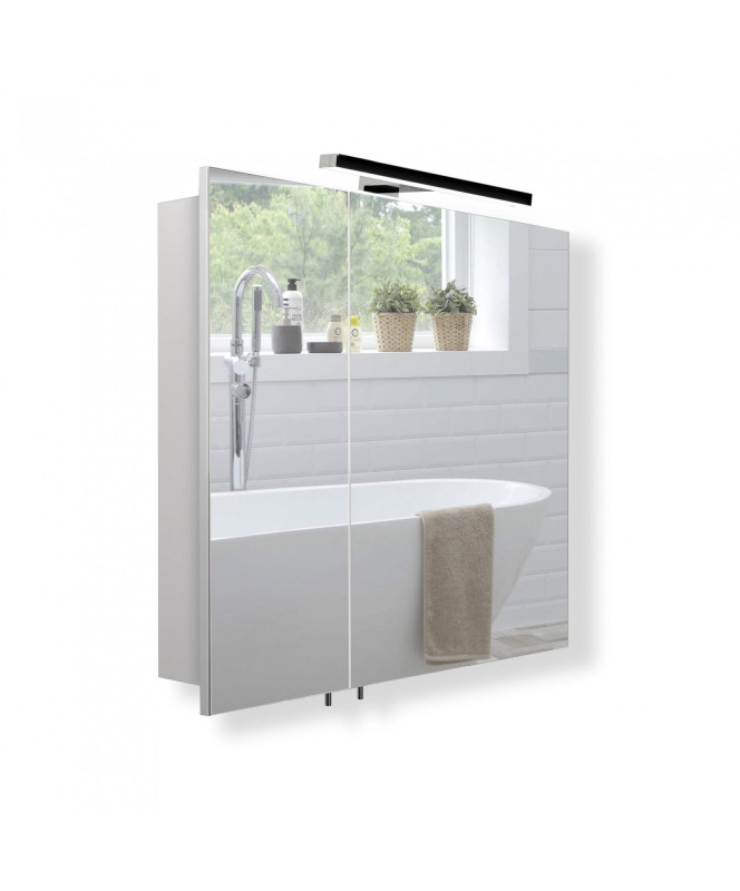 Зеркальный шкафчик Мойдодыр Руна 80х72 см с LED-светильником ДСП белый мат 00-0008229