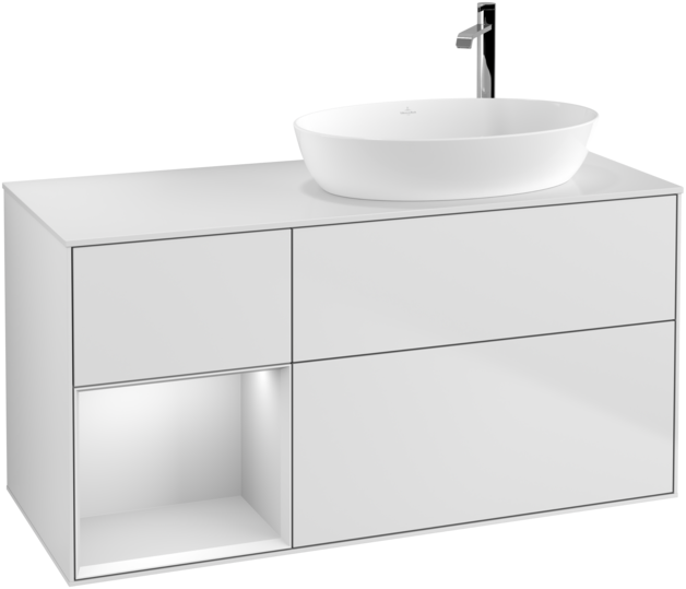 Тумба под раковину Villeroy & Boch Finion 120х50,1 см с подсветкой МДФ белый матовый лак/стекло белое матовое F921MTMT