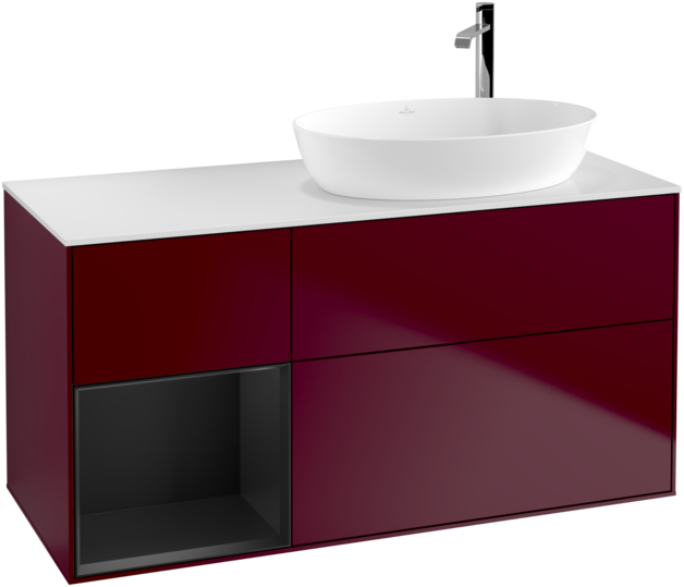 Тумба под раковину Villeroy & Boch Finion 120х50,1 см с подсветкой МДФ пион матовый лак/стекло белое матовое F921PDHB