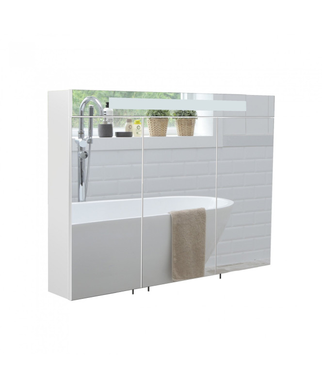 Дзеркальна шафка Мийдодир Oskar ЗШ-90 90х65 см з LED-підсвічуванням ДСП білий глянець 00-0008253