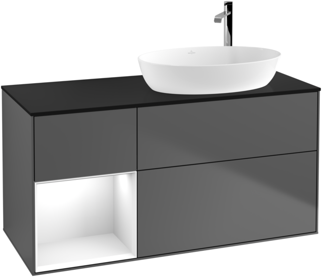 Тумба под раковину Villeroy & Boch Finion 120х50,1 см с подсветкой МДФ антрацит матовый лак/стекло черное матовое F922GFGK