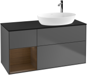 Тумба под раковину Villeroy & Boch Finion 120х50,1 см с подсветкой МДФ антрацит матовый лак/стекло черное матовое F922GNGK