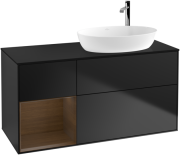 Тумба под раковину Villeroy & Boch Finion 120х50,1 см с подсветкой МДФ черный матовый лак/стекло черное матовое F922GNPD