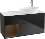 Тумба під раковину Villeroy & Boch Finion 120х50,1 см із підсвічуванням МДФ чорний матовий лак/скло біле матове F921GNPD