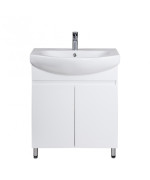 Тумба напольная Мойдодыр Фокус 70 см с раковиной Runa/Лотос ДСП/МДФ белый глянец 00-00001862