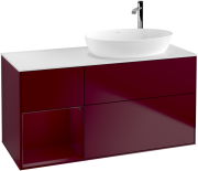 Тумба под раковину Villeroy & Boch Finion 120х50,1 см с подсветкой МДФ пион матовый лак/стекло белое матовое F921HBHB