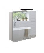 Зеркальный шкафчик Мойдодыр Руна 70х72 см с LED-светильником ДСП белый мат 00-0008228