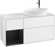 Тумба під раковину Villeroy & Boch Finion 120х50,1 см з підсвіткою МДФ білий глянцевий лак/скло біле матове F921PDGF