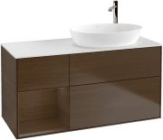 Тумба под раковину Villeroy & Boch Finion 120х50,1 см с подсветкой МДФ шпон грецкого ореха/стекло белое матовое F921GNGN