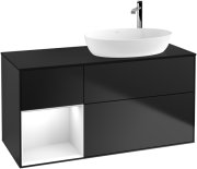 Тумба під раковину Villeroy & Boch Finion 120х50,1 см з підсвічуванням МДФ чорний матовий лак/скло чорне матове F922GFPD