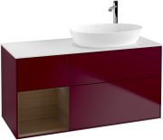 Тумба під раковину Villeroy & Boch Finion 120х50,1 см з підсвічуванням МДФ півонія матовий лак/скло біле матове F921GNHB