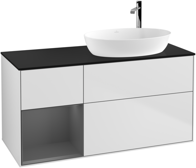 Тумба під раковину Villeroy & Boch Finion 120х50,1 см із підсвічуванням МДФ білий матовий лак/скло чорне матове F922GKMT