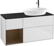 Тумба под раковину Villeroy & Boch Finion 120х50,1 см с подсветкой МДФ белый матовый лак/стекло черное матовое F922GNMT