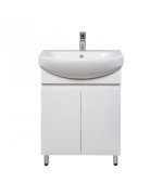 Тумба напольная Мойдодыр Фокус 60 см с раковиной Runa/Лотос ДСП/МДФ белый глянец 00-00004132