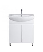 Тумба напольная Мойдодыр Фокус 70 см с раковиной Runa/Лотос ДСП/МДФ белый глянец 00-00001862