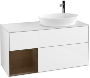 Тумба під раковину Villeroy & Boch Finion 120х50,1 см з підсвіткою МДФ білий глянцевий лак/скло біле матове F921GNGF