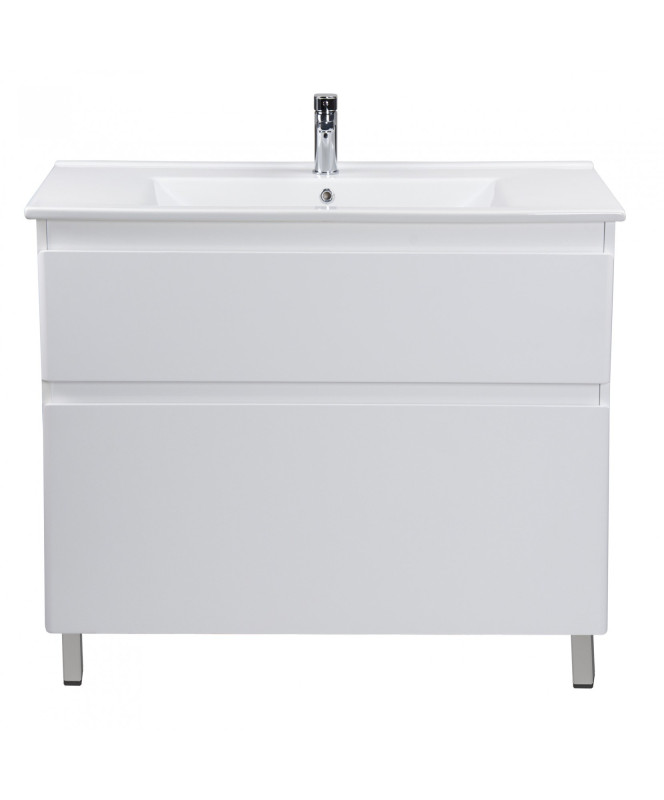 Тумба Мойдодыр Палермо 100-U с раковиной Creavit Su-100 ДСП/МДФ белый глянец 00-00004250