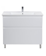 Тумба Мойдодыр Палермо 100-U с раковиной Creavit Su-100 ДСП/МДФ белый глянец 00-00004250