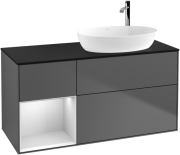 Тумба под раковину Villeroy & Boch Finion 120х50,1 см с подсветкой МДФ антрацит матовый лак/стекло черное матовое F922MTGK