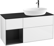 Тумба под раковину Villeroy & Boch Finion 120х50,1 см с подсветкой МДФ глянцевый белый лак/стекло черное матовое F922PDGF